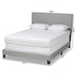 Ramon Modern and Contemporary Grey Linen Fabric Upholstered Full Size Panel Bed with Nailhead Trim FredCo