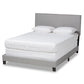 Ramon Modern and Contemporary Grey Linen Fabric Upholstered Full Size Panel Bed with Nailhead Trim FredCo