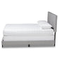 Ramon Modern and Contemporary Grey Linen Fabric Upholstered Full Size Panel Bed with Nailhead Trim FredCo