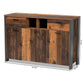 Ranger Mid-Century Modern Rustic Brown Finished Wood and Grey Metal 2-Door Sideboard Buffet FredCo