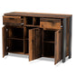 Ranger Mid-Century Modern Rustic Brown Finished Wood and Grey Metal 2-Door Sideboard Buffet FredCo