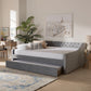 Raphael Modern and Contemporary Grey Velvet Fabric Upholstered Full Size Daybed with Trundle FredCo