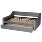 Raphael Modern and Contemporary Grey Velvet Fabric Upholstered Full Size Daybed with Trundle FredCo