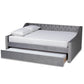 Raphael Modern and Contemporary Grey Velvet Fabric Upholstered Queen Size Daybed with Trundle FredCo