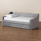 Raphael Modern and Contemporary Grey Velvet Fabric Upholstered Twin Size Daybed with Trundle FredCo