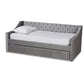 Raphael Modern and Contemporary Grey Velvet Fabric Upholstered Twin Size Daybed with Trundle FredCo