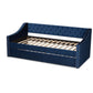 Raphael Modern and Contemporary Navy Blue Velvet Fabric Upholstered Twin Size Daybed with Trundle FredCo