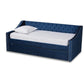 Raphael Modern and Contemporary Navy Blue Velvet Fabric Upholstered Twin Size Daybed with Trundle FredCo
