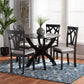 Rasa Modern and Contemporary Grey Fabric Upholstered and Dark Brown Finished Wood 5-Piece Dining Set FredCo
