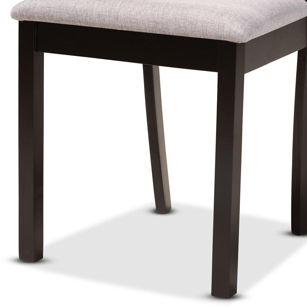 Rasa Modern and Contemporary Grey Fabric Upholstered and Dark Brown Finished Wood 5-Piece Dining Set FredCo
