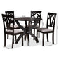 Rasa Modern and Contemporary Grey Fabric Upholstered and Dark Brown Finished Wood 5-Piece Dining Set FredCo