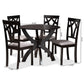 Rasa Modern and Contemporary Grey Fabric Upholstered and Dark Brown Finished Wood 5-Piece Dining Set FredCo
