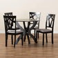 Rasa Modern and Contemporary Grey Fabric Upholstered and Dark Brown Finished Wood 5-Piece Dining Set FredCo