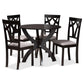 Rasa Modern and Contemporary Grey Fabric Upholstered and Dark Brown Finished Wood 5-Piece Dining Set FredCo