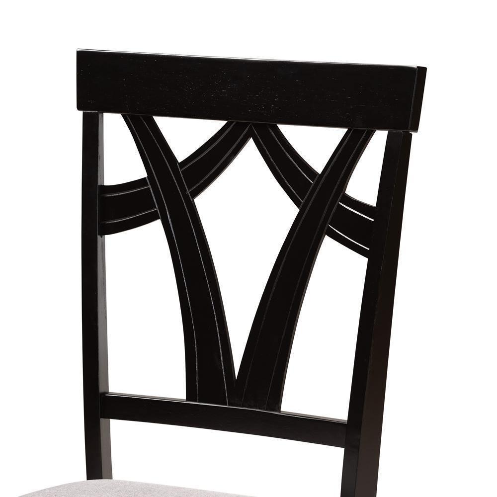 Rasa Modern and Contemporary Grey Fabric Upholstered and Dark Brown Finished Wood 5-Piece Dining Set FredCo