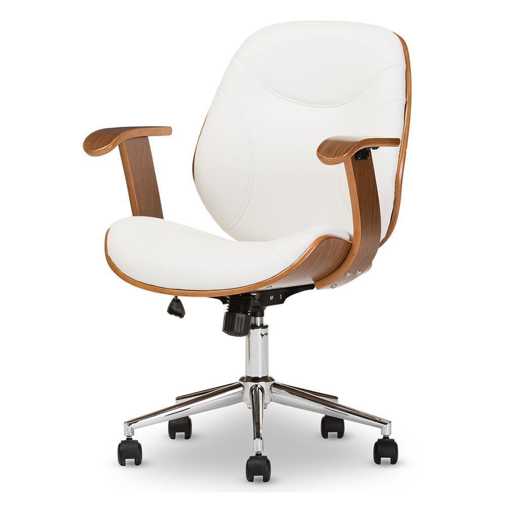 Rathburn Modern and Contemporary White and Walnut Office Chair FredCo