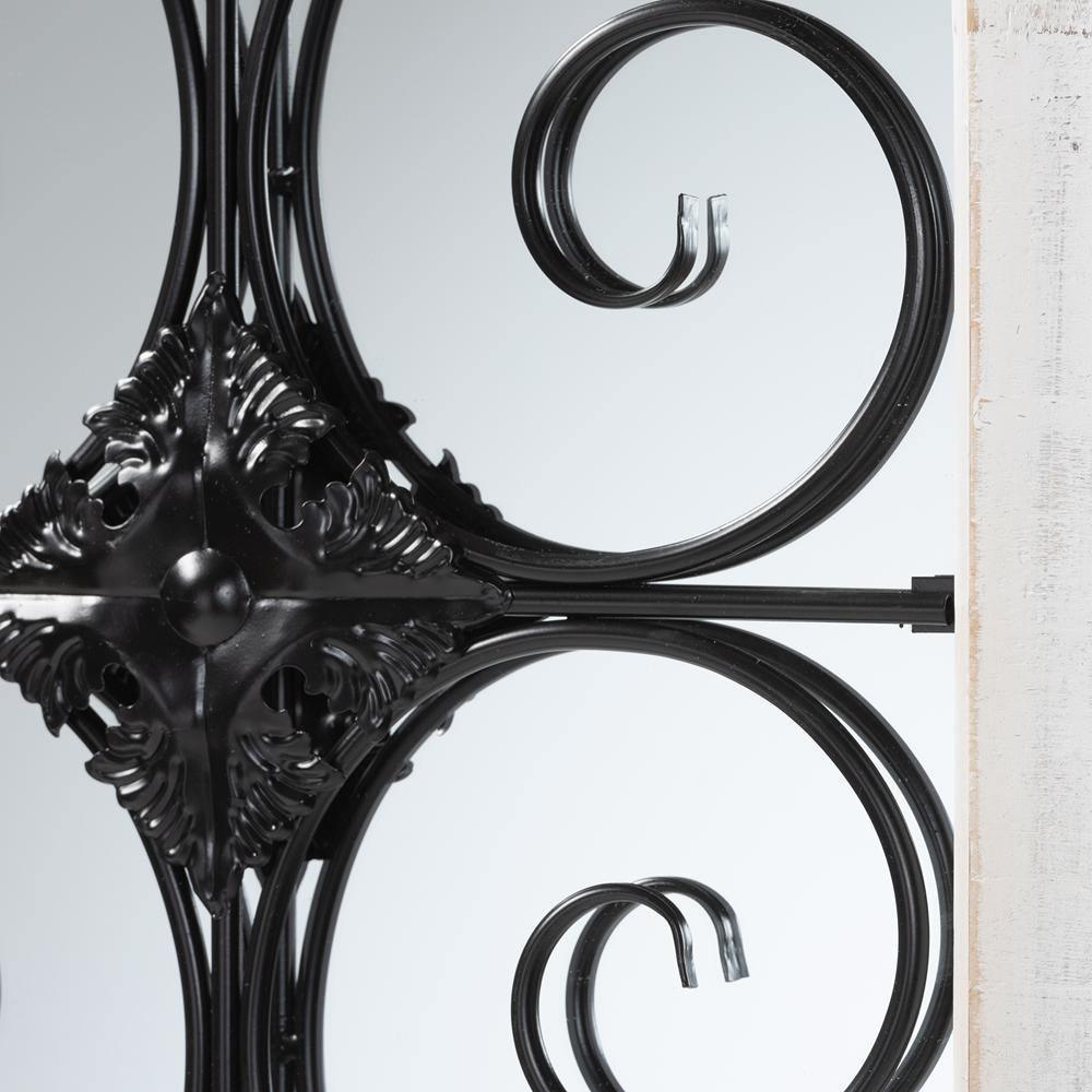 Raum Vintage Classic and Traditional Weathered White Finished Wood and Black Finished Metal Arched Accent Wall Mirror FredCo