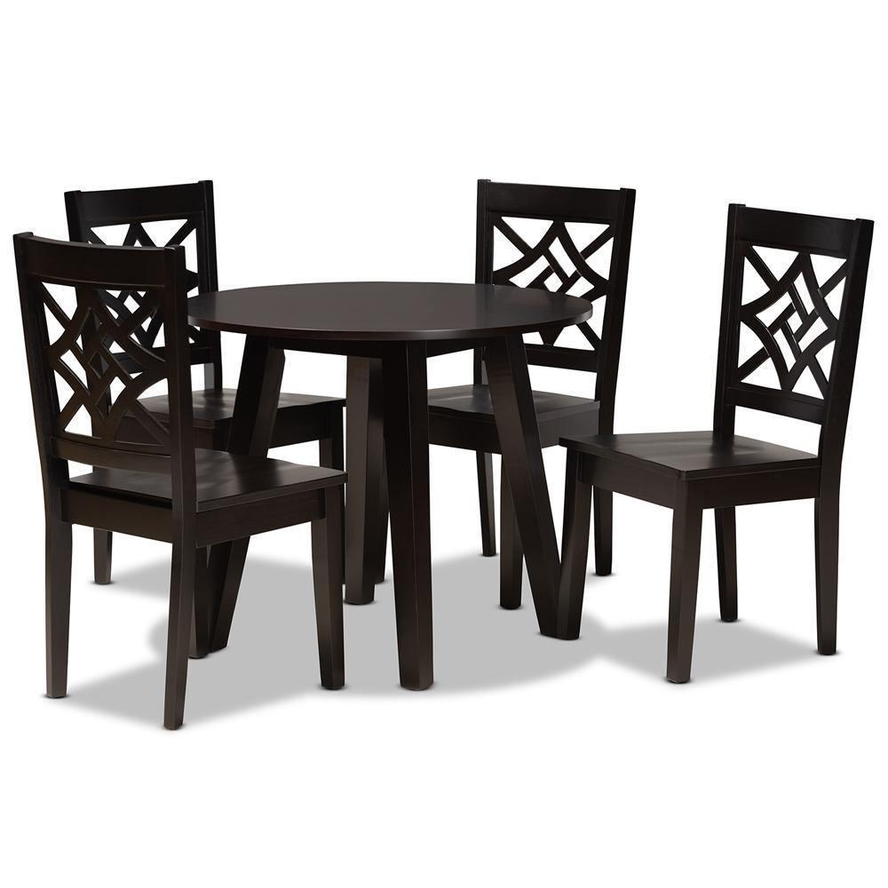Rava Modern and Contemporary Dark Brown Finished Wood 5-Piece Dining Set FredCo