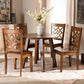 Rava Modern and Contemporary Walnut Brown Finished Wood 5-Piece Dining Set FredCo
