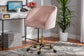 Ravenna Contemporary Glam and Luxe Blush Pink Velvet Fabric and Gold Metal Swivel Office Chair FredCo