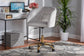 Ravenna Contemporary Glam and Luxe Grey Velvet Fabric and Gold Metal Swivel Office Chair FredCo