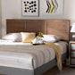 Raya Mid-Century Modern Walnut Brown Finished Wood King Size Headboard FredCo