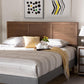 Raya Mid-Century Modern Walnut Brown Finished Wood King Size Headboard FredCo