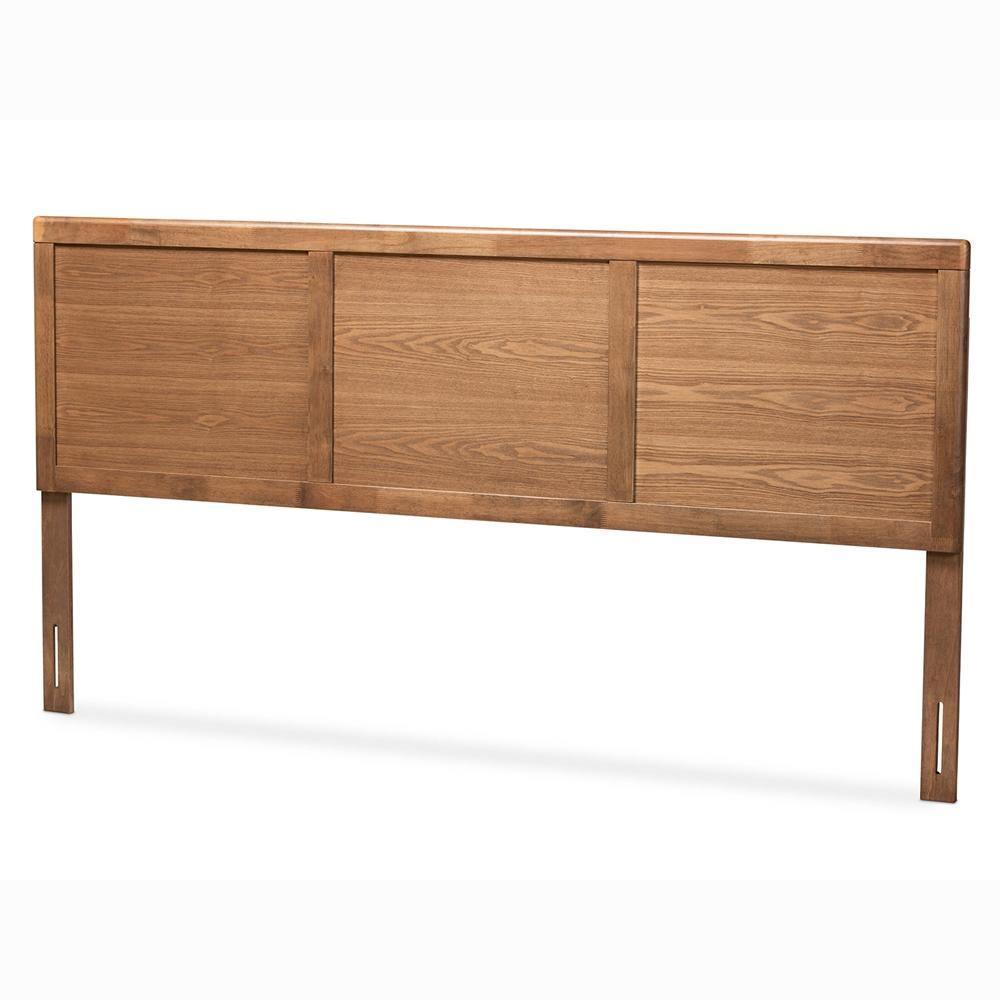 Raya Mid-Century Modern Walnut Brown Finished Wood King Size Headboard FredCo