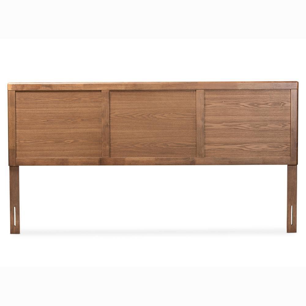 Raya Mid-Century Modern Walnut Brown Finished Wood King Size Headboard FredCo