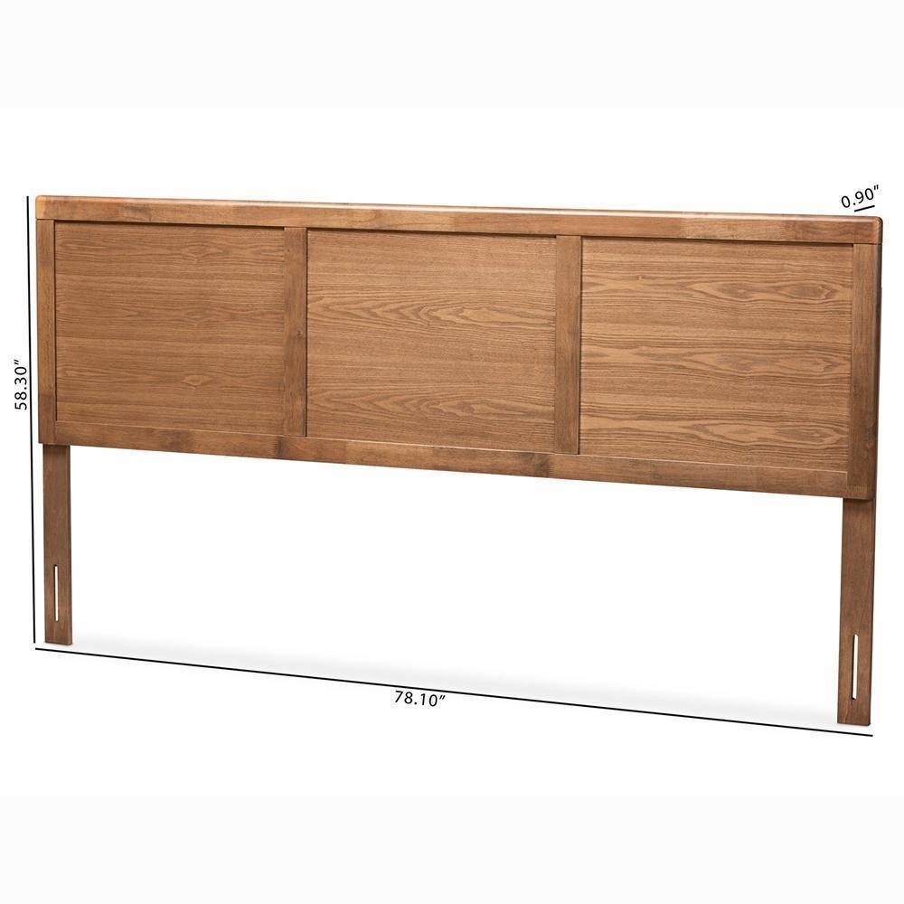 Raya Mid-Century Modern Walnut Brown Finished Wood King Size Headboard FredCo