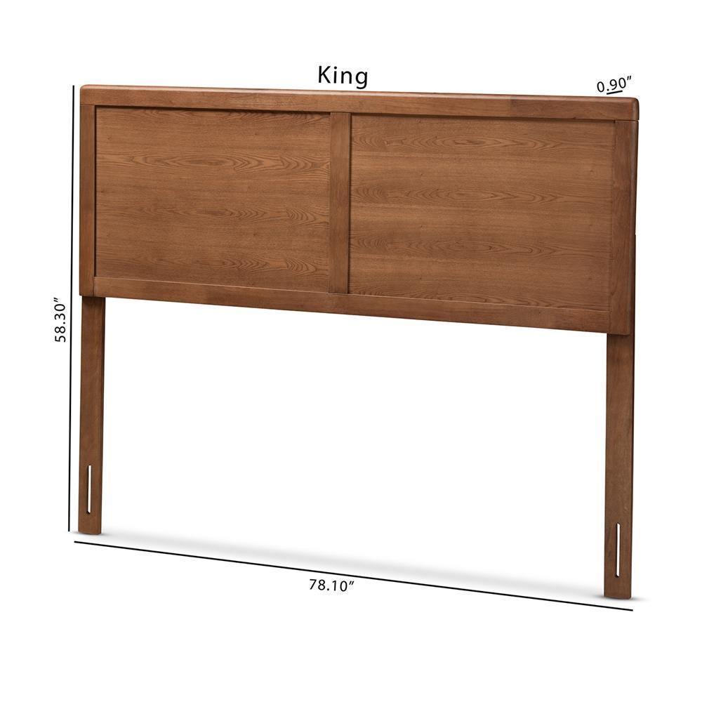 Raya Mid-Century Modern Walnut Brown Finished Wood Queen Size Headboard FredCo
