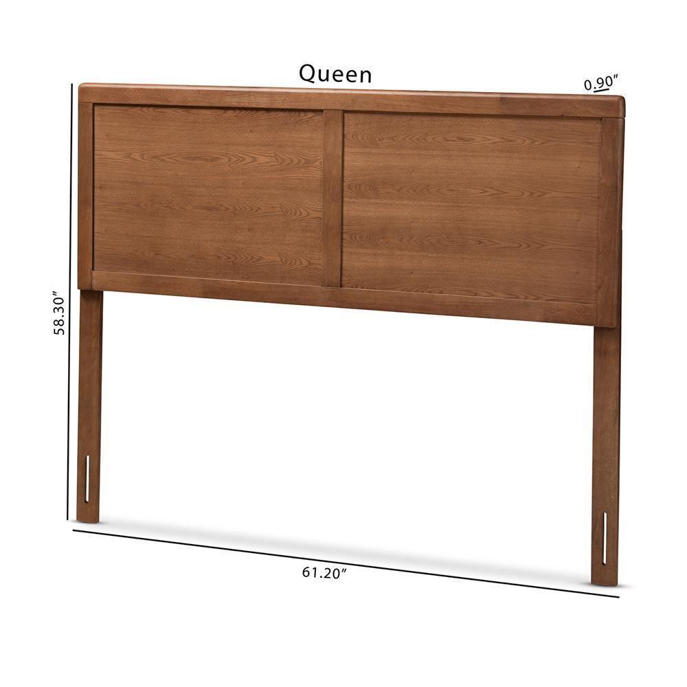 Raya Mid-Century Modern Walnut Brown Finished Wood Queen Size Headboard FredCo