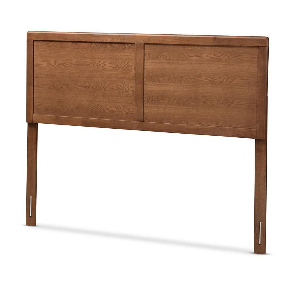 Raya Mid-Century Modern Walnut Brown Finished Wood Queen Size Headboard FredCo