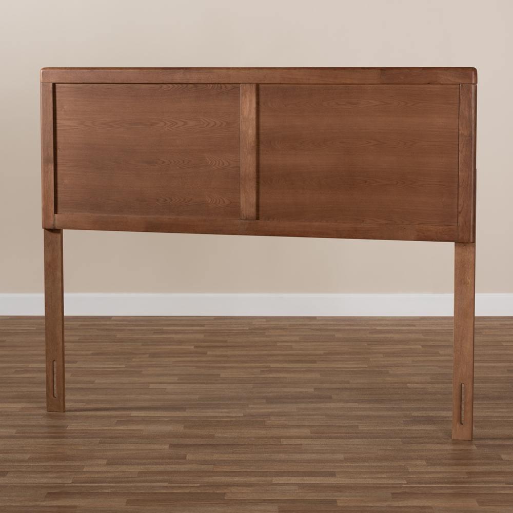 Raya Mid-Century Modern Walnut Brown Finished Wood Queen Size Headboard FredCo