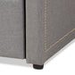 Raymond Modern and Contemporary Grey Fabric Nail Heads Trimmed Sofa Twin Daybed with Roll-Out Trundle Guest Bed FredCo