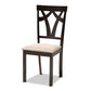Reagan Modern and Contemporary Sand Fabric Upholstered and Dark Brown Finished Wood 5-Piece Dining Set FredCo