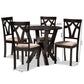 Reagan Modern and Contemporary Sand Fabric Upholstered and Dark Brown Finished Wood 5-Piece Dining Set FredCo