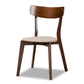 Reba Mid-Century Modern Light Beige Fabric Upholstered and Walnut Brown Finished Wood 5-Piece Dining Set with Faux Marble Dining Table FredCo
