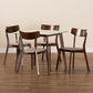 Reba Mid-Century Modern Light Beige Fabric Upholstered and Walnut Brown Finished Wood 5-Piece Dining Set with Faux Marble Dining Table FredCo