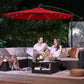 Red 10ft Outdoor Offset Umbrella with Base FredCo