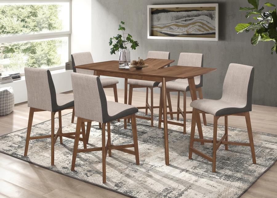 Redbridge 5-piece Butterfly Leaf Dining Set Natural Walnut and Grey 106598-S5 Coaster FredCo