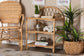 Redell Modern Bohemian Natural Brown Rattan 3-Tier Display Shelf FredCo