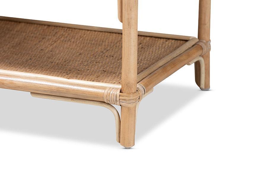 Redell Modern Bohemian Natural Brown Rattan 3-Tier Display Shelf FredCo