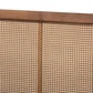 Redmond Mid-Century Modern Walnut Brown Finished Wood and Synthetic Rattan King Size Platform Bed FredCo
