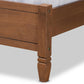 Redmond Mid-Century Modern Walnut Brown Finished Wood and Synthetic Rattan King Size Platform Bed FredCo