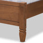 Redmond Mid-Century Modern Walnut Brown Finished Wood and Synthetic Rattan Queen Size Platform Bed FredCo
