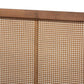 Redmond Mid-Century Modern Walnut Brown Finished Wood and Synthetic Rattan Queen Size Platform Bed FredCo