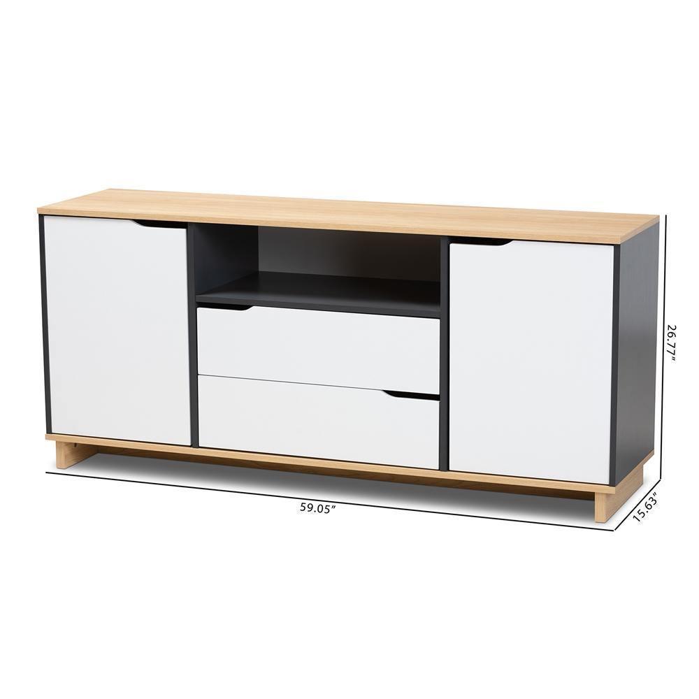 Reed Mid-Century Modern Multicolor 2-Door Wood Dining Room Sideboard FredCo