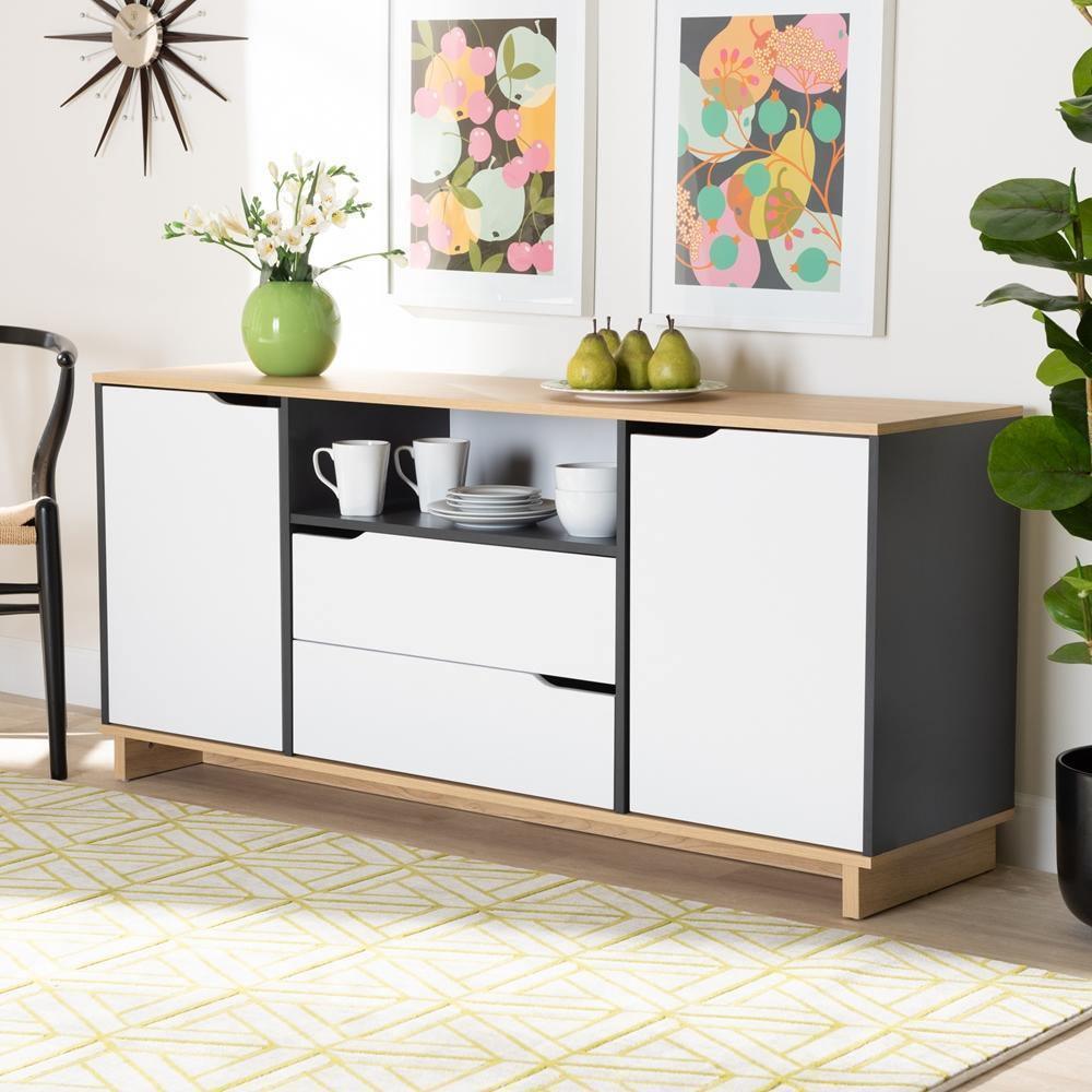 Reed Mid-Century Modern Multicolor 2-Door Wood Dining Room Sideboard FredCo