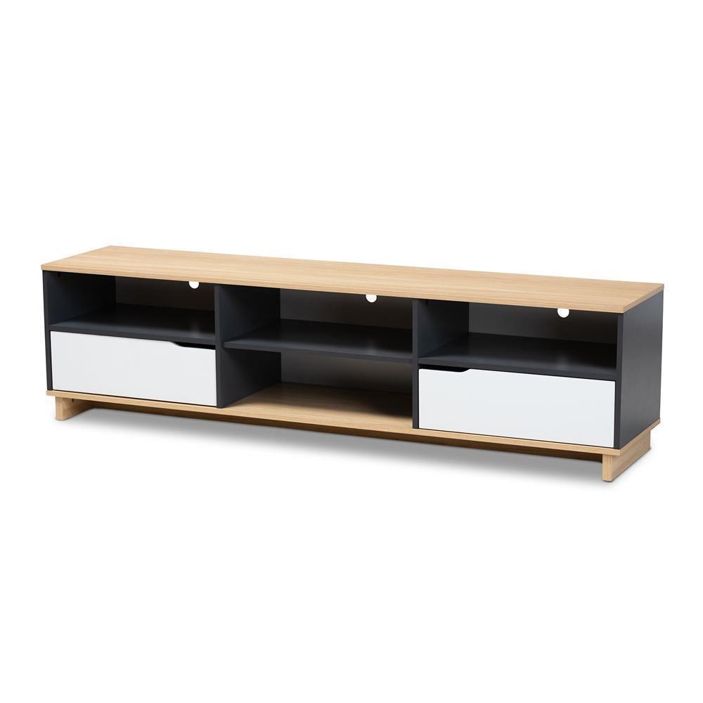 Reed Mid-Century Modern Multicolor 2-Drawer Wood TV Stand FredCo
